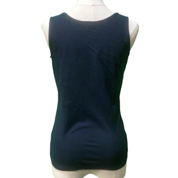 Talbots Sleeveless U-Neck Cotton Blend Navy Blue Tank Top Size PS - Picture 2 of 4